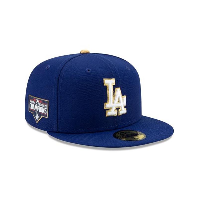 MLB Los Angeles Dodgers Gold Collection 59Fifty Fitted (MBL2060) - Blue New Era Caps